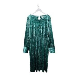 On 34th Dark Forest Green Crushed Velvet Midi Dress Plus 3X NWT